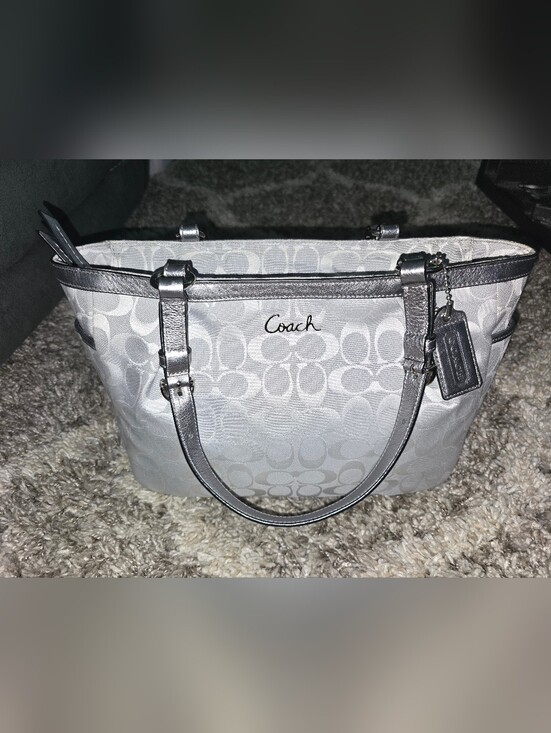 Coach Handbags - Coach Silver Signature Tote Bag